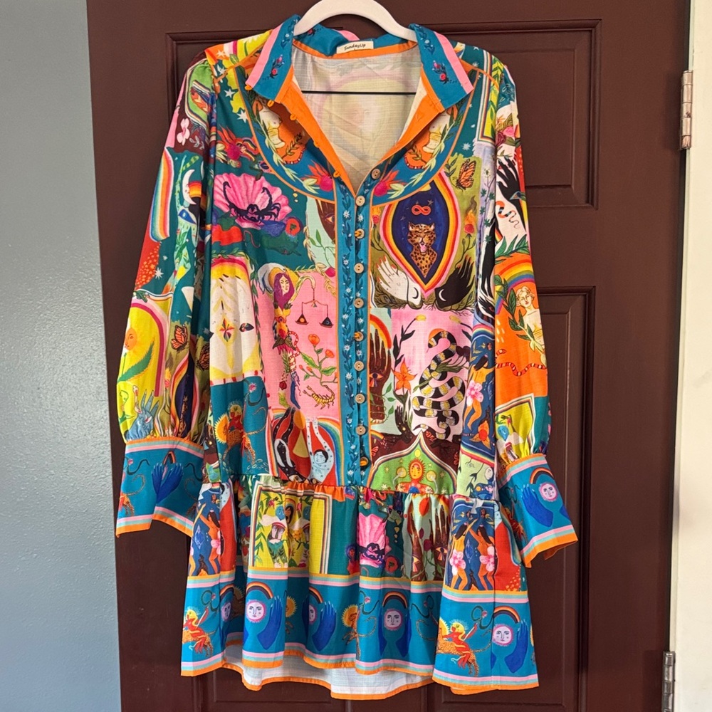 NWOT! Sunday Vibrant Multicolor Button-Up